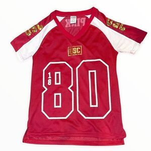 PINK Victorias Secret x 5th & Ocean USC Trojan Red Jersey W/ Gold Sequins Sz XS